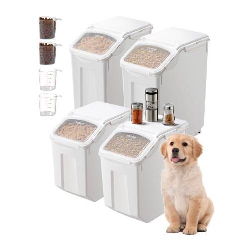 VEVOR Reis-Aufbewahrungsbehälter Vorratsdosen Hundefutterspender 4 Stk. 2 x 15 L / /20 L x 2 Behälter für Küchenzutaten Getreide Müsli, Tierfutte