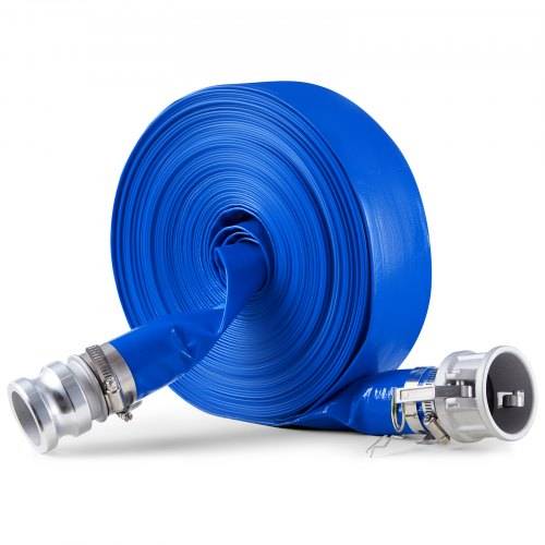 VEVOR Flachschlauch, 50,8 mm x 30 m, PVC-Abwasserschlauch, mit Klemmen, Camlock, Aluminiumbeschlägen, passend für verschiedene Pumpen, zur Abwassera