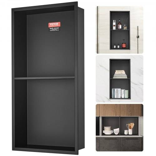 VEVOR Wandnische 10x33,02x63,5cm Duschnische Edelstahl Nische Doppellagig 100 % Wasserdicht Nischeneinbau 0-40°C Betriebstemperatur 92°-Inneneckdesi