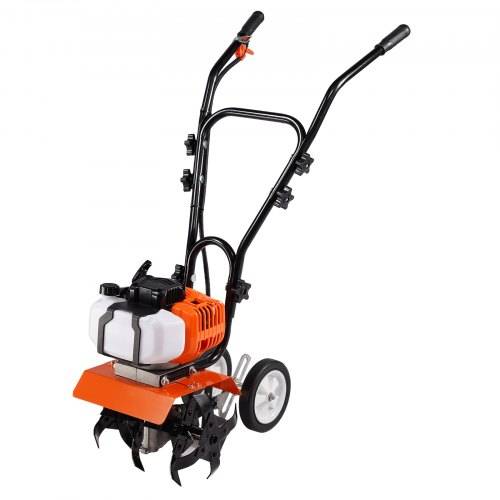 VEVOR Gartenfräse 43CC Hubraum Gasbetrieben Motorhacke 300mm Anbaubreite Motorfräse 100mm Kultivierungstiefe Bodenhacke Stahl Kultivierungsklinge Ac