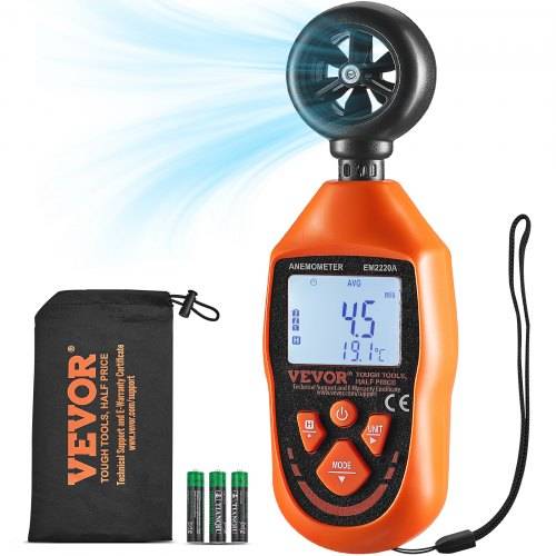 VEVOR Anemometer 69,35MPH Luftgeschwindigkeitsmesser 163x54x32mm Windmesser IP44 Windmessgerät Windstärkemesser MAX/MIN/AVG/CU-Windgeschwindigkeitsd