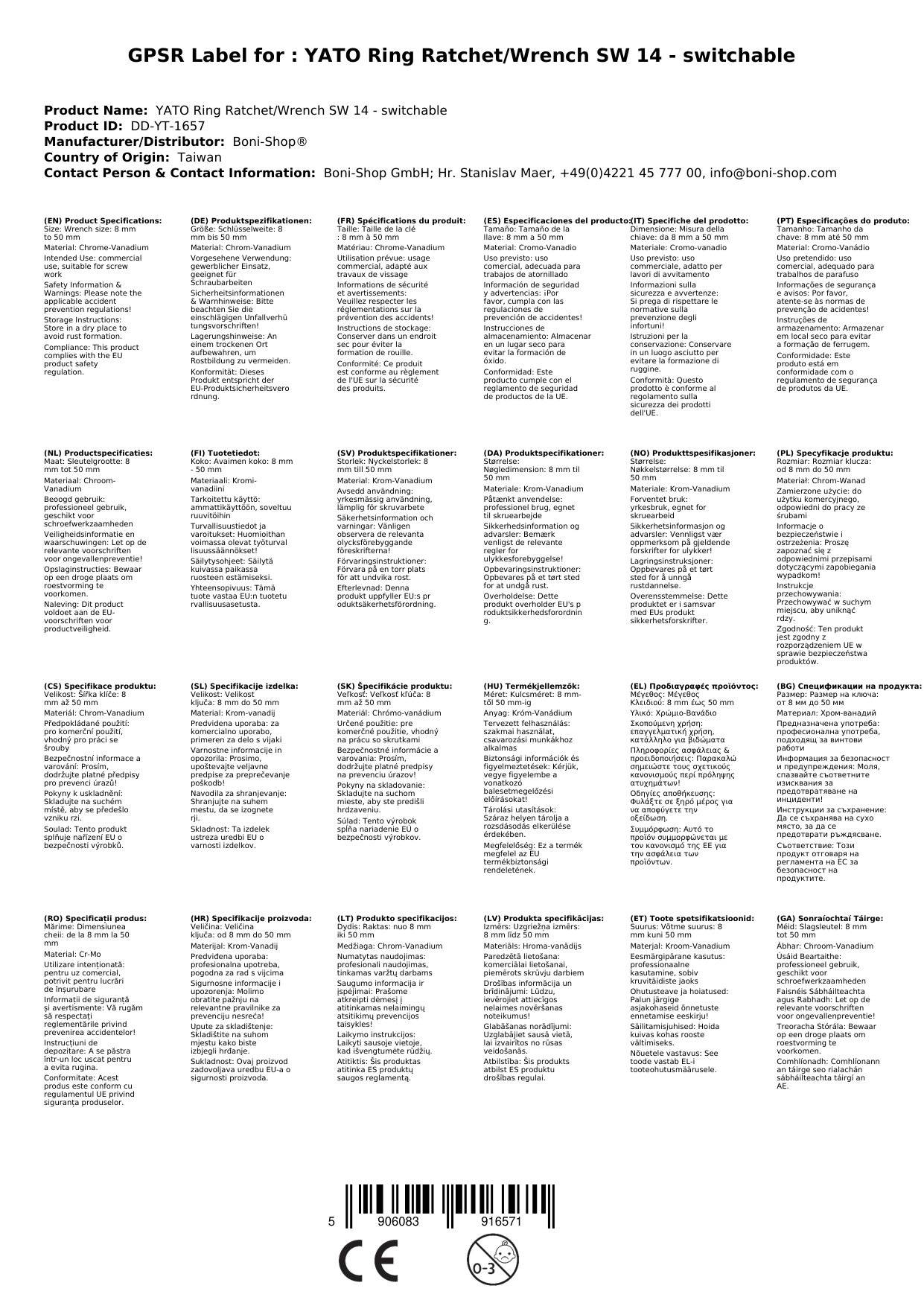 Ringratschenschlüssel, Ratschenschlüssel, Maulschlüssel SW 14