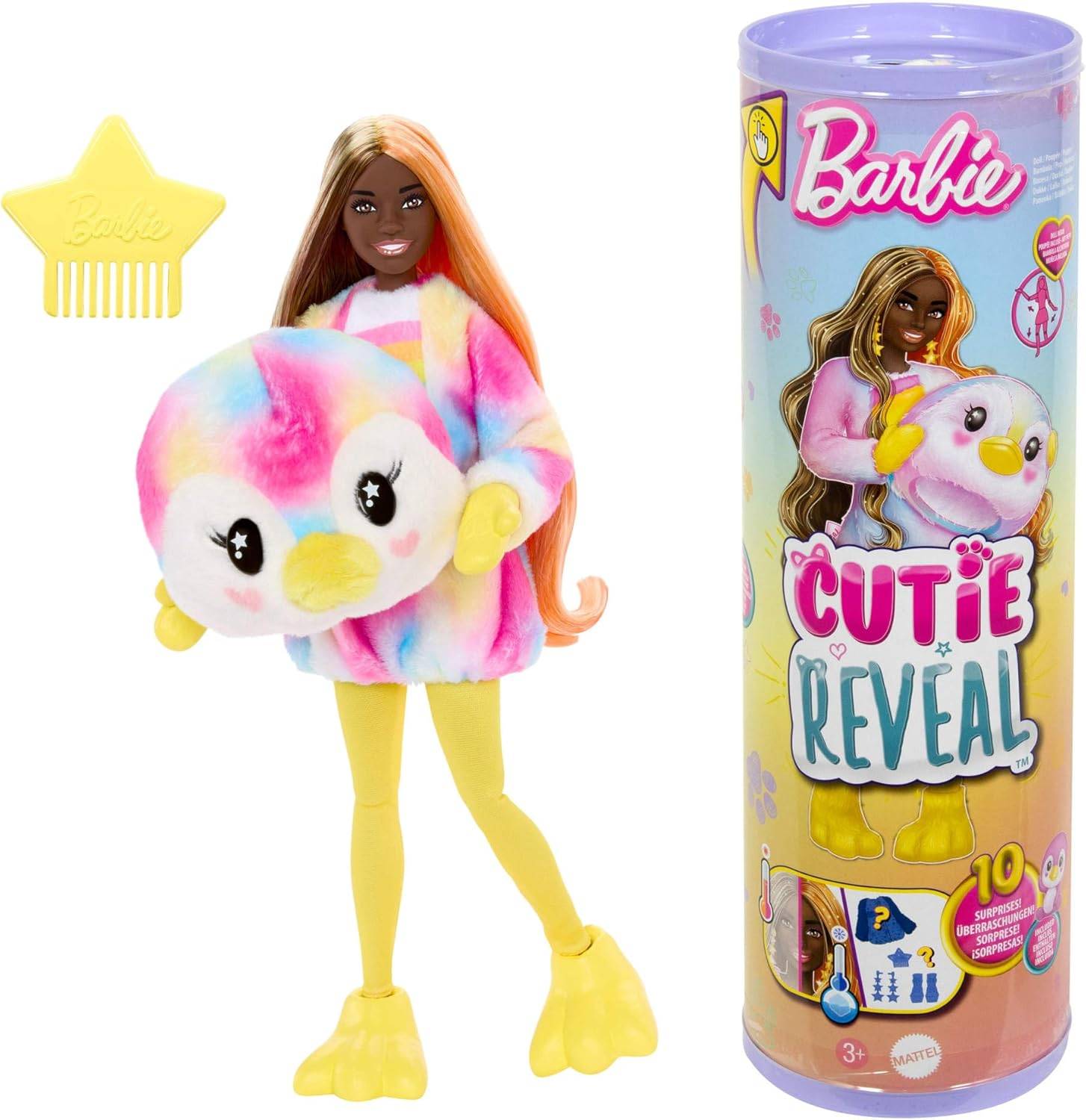 Barbie Cutie Reveal Puppe und Accessoires Batik-Pinguin-Plüschkostüm