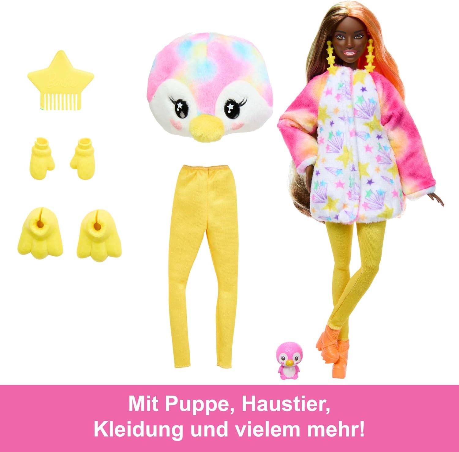 Barbie Cutie Reveal Puppe und Accessoires Batik-Pinguin-Plüschkostüm