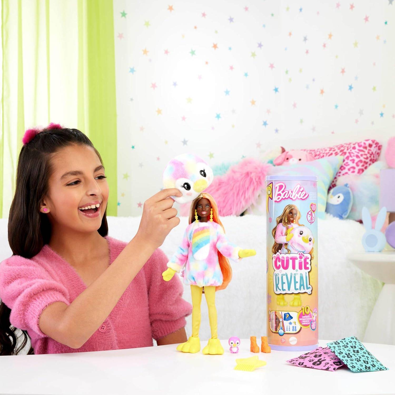 Barbie Cutie Reveal Puppe und Accessoires Batik-Pinguin-Plüschkostüm