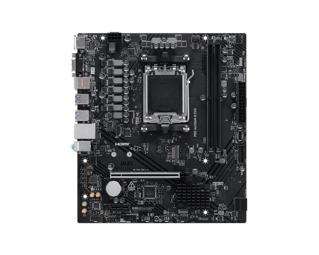 MSI PRO A620AM-B EVO - Motherboard - micro ATX - Socket AM5 - AMD A620A Chipsatz - USB 3.2 Gen 1, USB-C 3.2 Gen 1 - 2.5 Gigabit LAN
