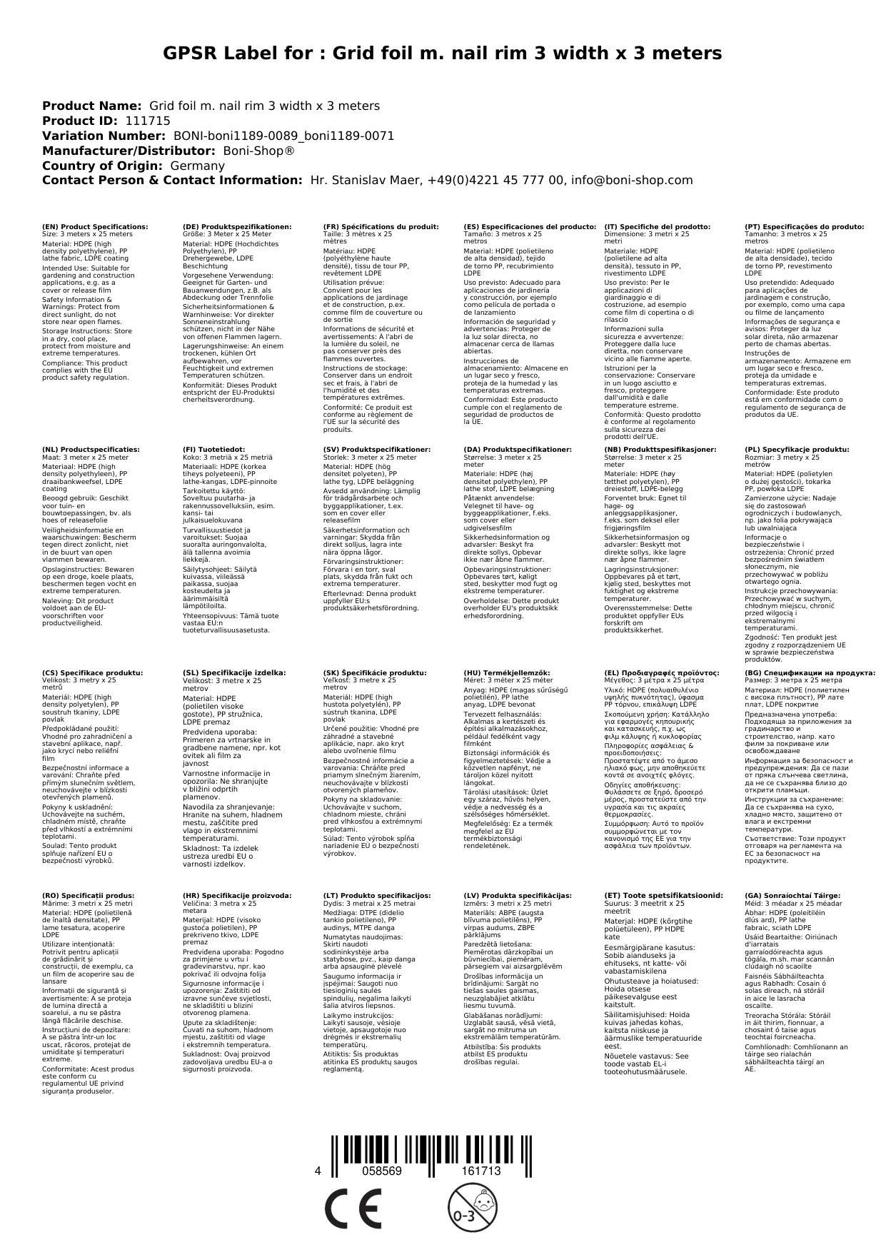 Gitterfolie, Gewächshausfolie, 3m Breite, mit Nagelrand, Abdeckfolie