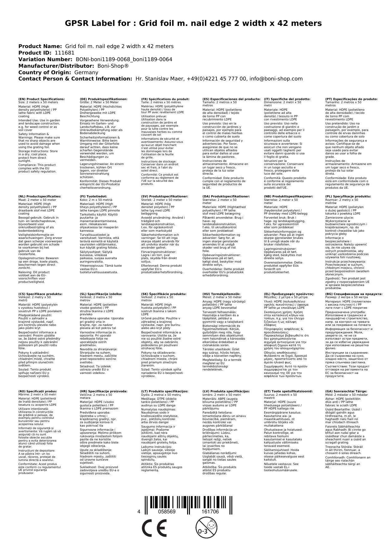 Gitterfolie, Gewächshausfolie, 42 Meter, mit Nagelrand