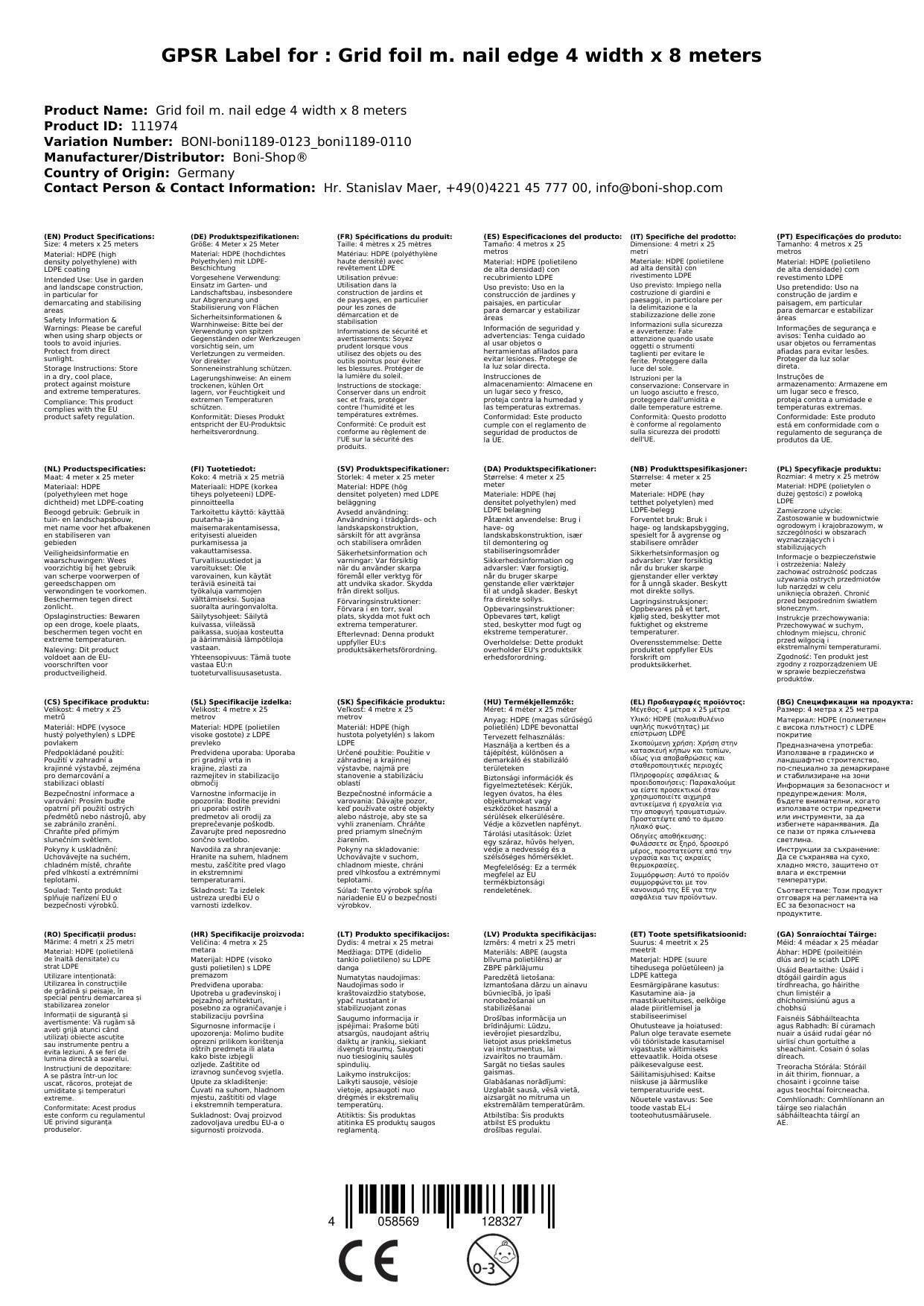 Gitterfolie, Gewächshausfolie, Gartenfolie, 4 Breite x 8 Meter, Nagelrand