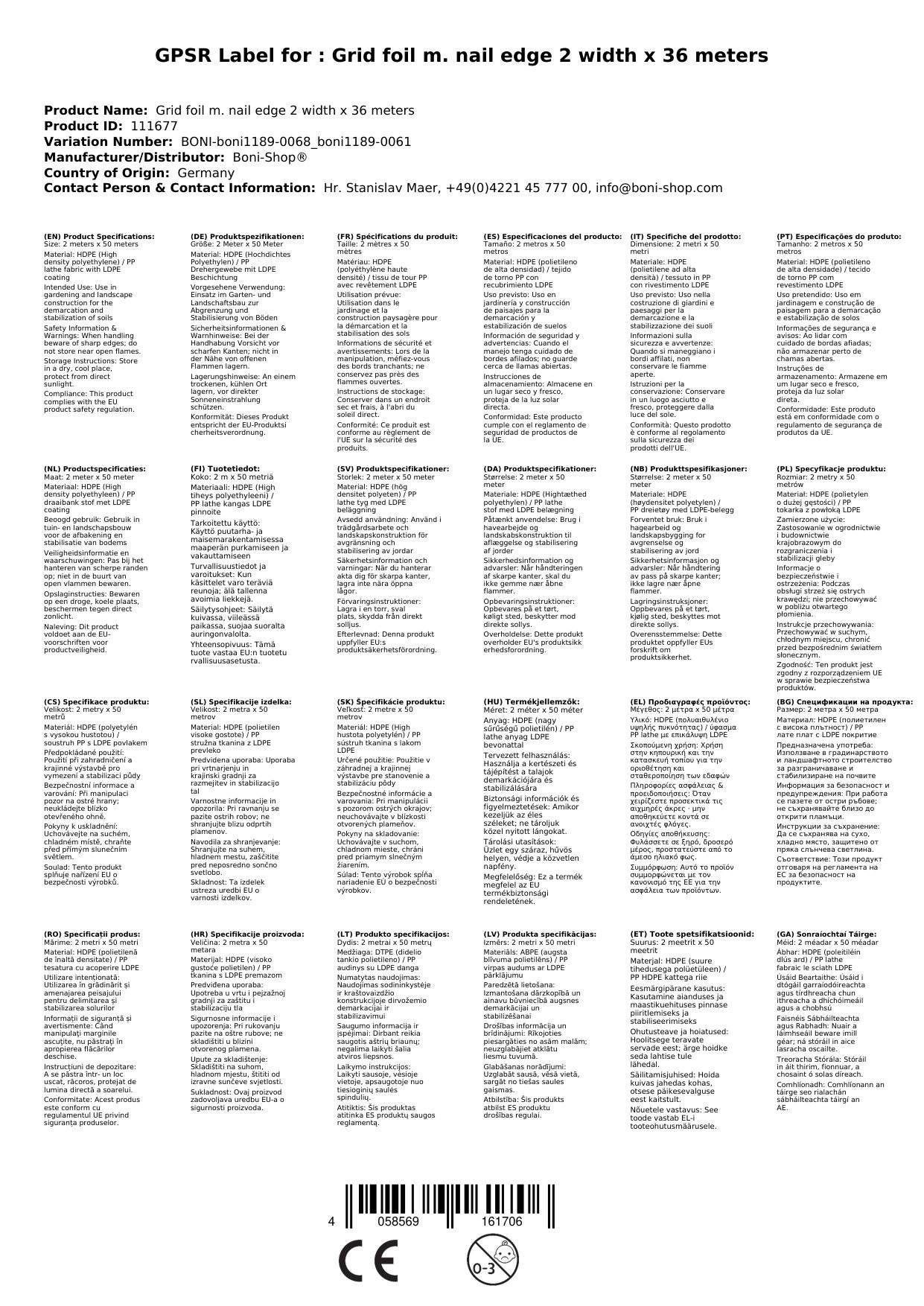 Gitterfolie, Gewächshausfolie 2 Breite x 36m, Nagelrand, UV-stabil