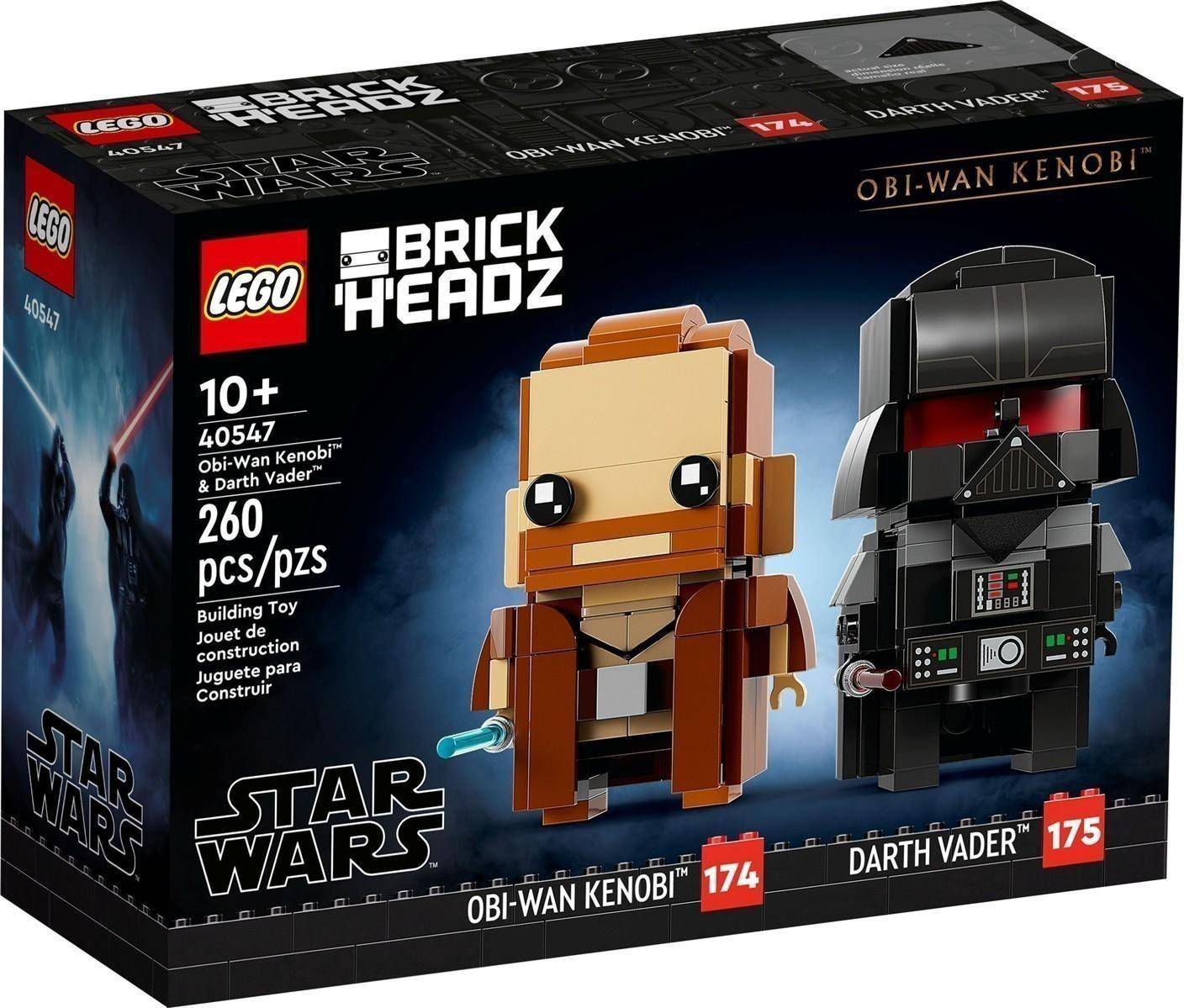 LEGO BrickHeadz Star Wars Set-Karton mit Obi-Wan Kenobi und Darth Vader Figuren, ab 10 Jahren, 260 Teile, Set 40547.