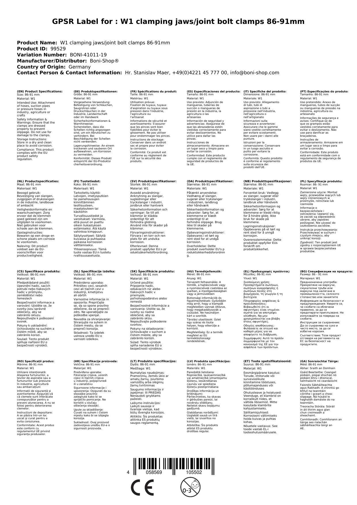 W1 Spannbacken-/ Gelenkbolzschellen 86-91mm