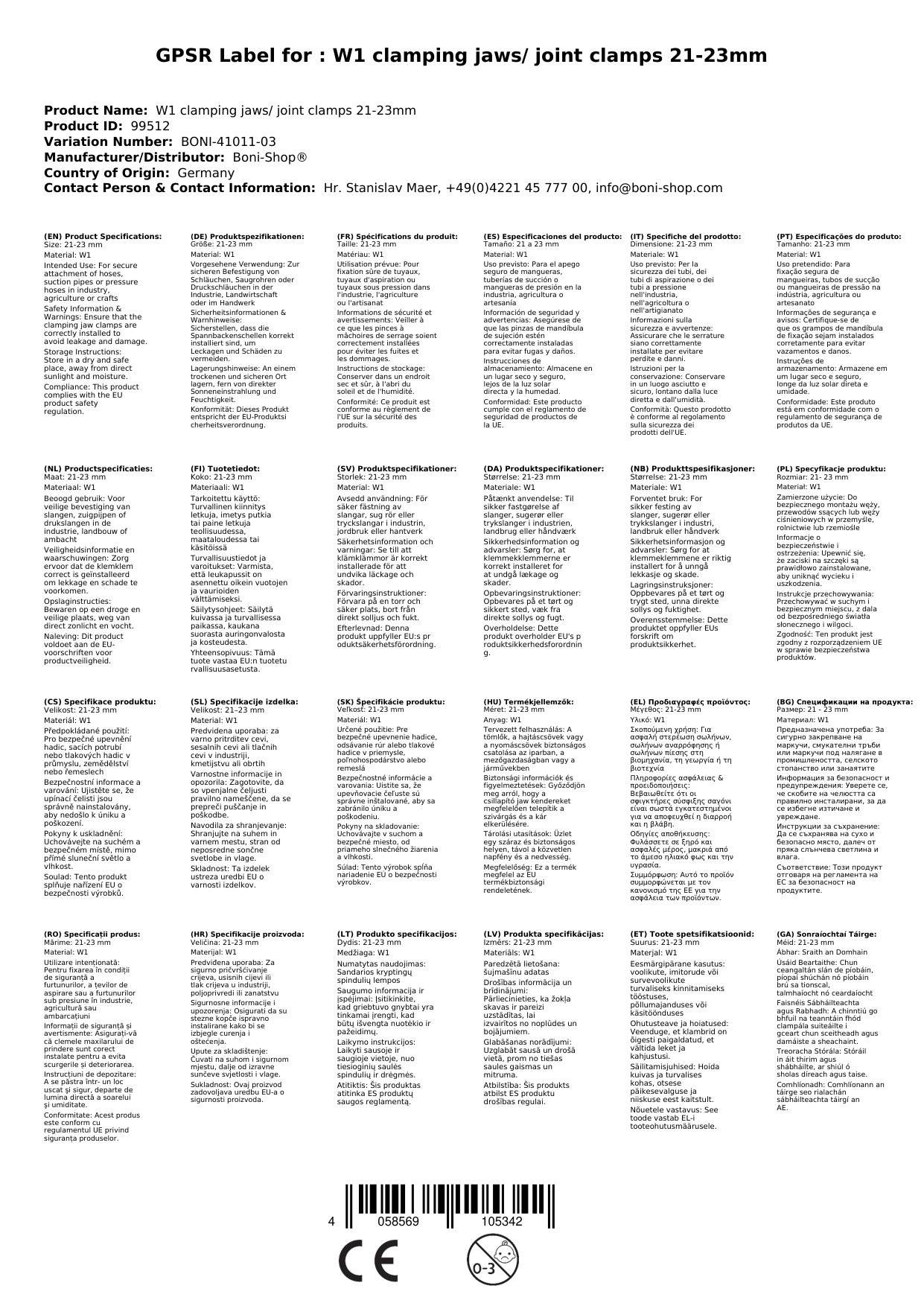 W1 Spannbacken-/ Gelenkbolzschellen 21-23mm