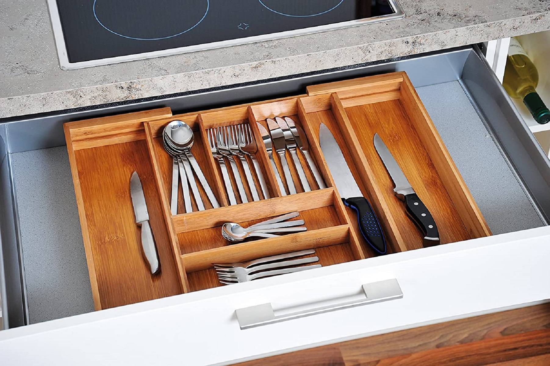 Kesper Variabler, FSC-Bambus Besteckkasten, braun, 35 x 43 x 6.5 cm