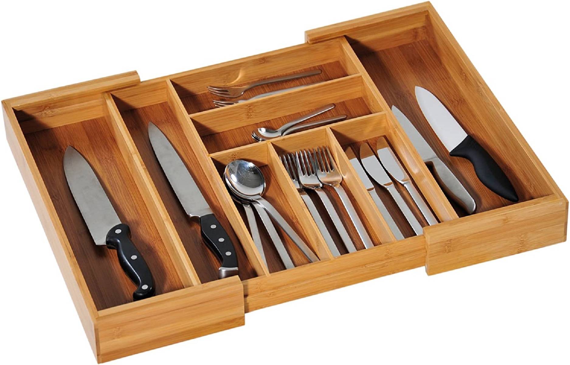 Kesper Variabler, FSC-Bambus Besteckkasten, braun, 35 x 43 x 6.5 cm