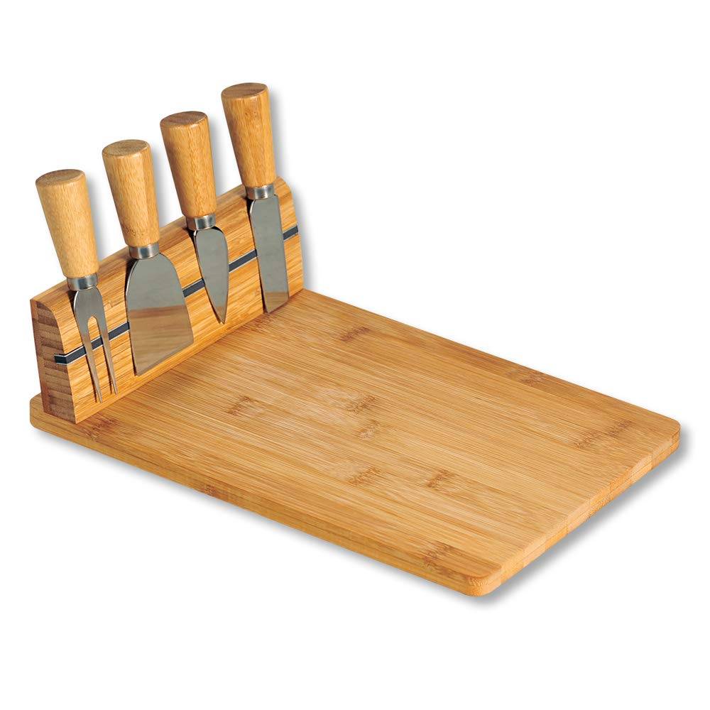 Kesper | Käseschneidebrett mit Besteck, Material: Bambus, Edelstahl, Maße: 30 x 20 x 8 cm, Farbe: Weiß | 58641 13