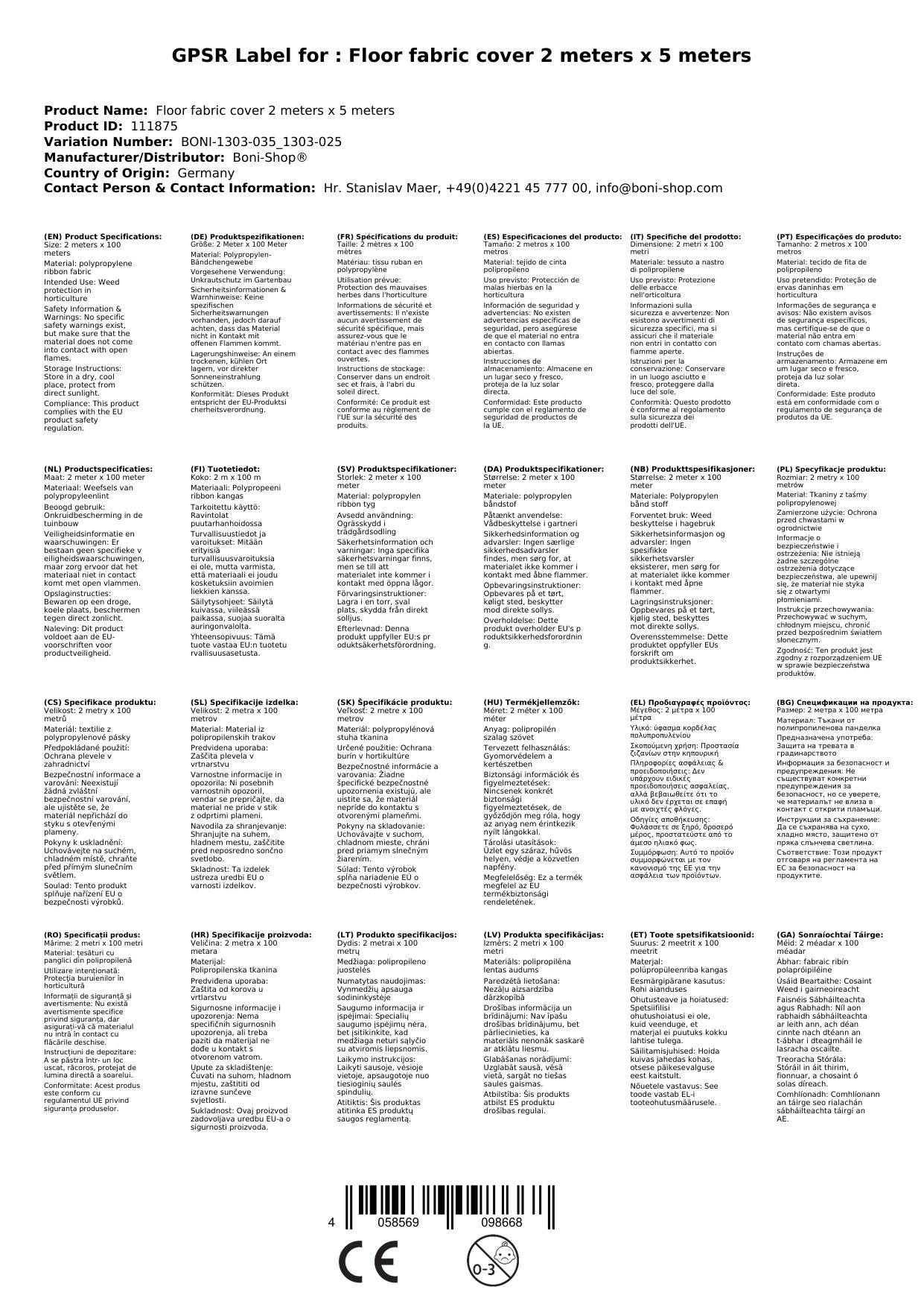 Unkrautvlies, Bodengewebe, 2x5m, Abdeckvlies, Beetvlies, Boni-Shop Unkrautschutz