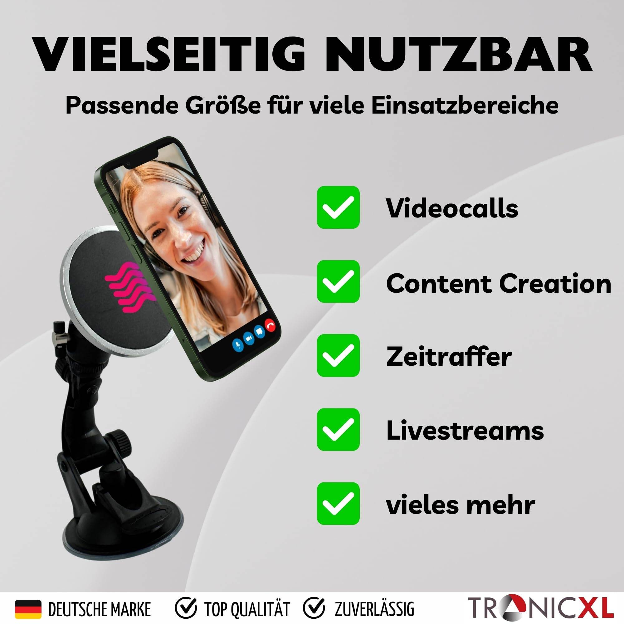 Saugnapf Handy Halterung mit Fernbedienung für Magsafe magnetische Smartphone Stativ Halterung für Auto Scheibe Badezimmer Spiegel Selfie Foto Video