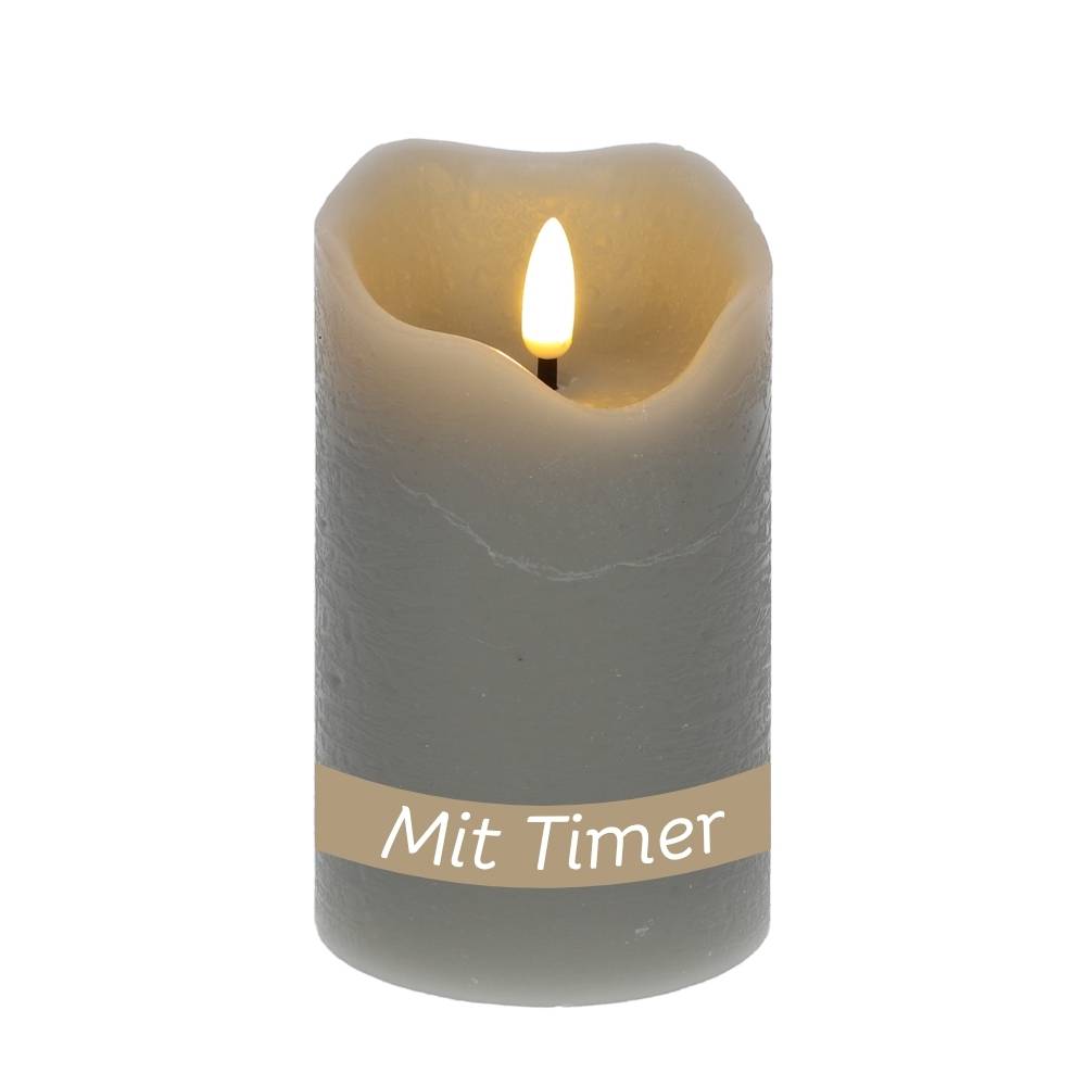 LED Echtwachskerzen mit Timer Led Kerzen mit Timerfunktion und flackernde Flamme Led Echtwachs Stumpenkerzen flackernd Batteriebetrieben 7,5 x 12,5