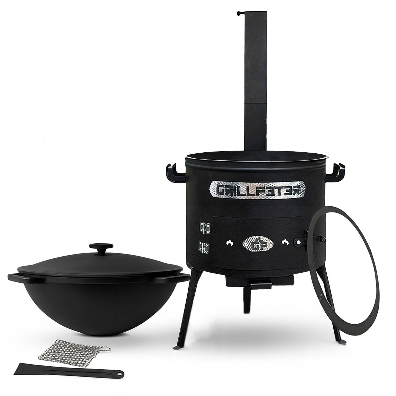 Utschak Asamat Ø45 cm mit Kazan aus Gusseisen 20L und Zubehör