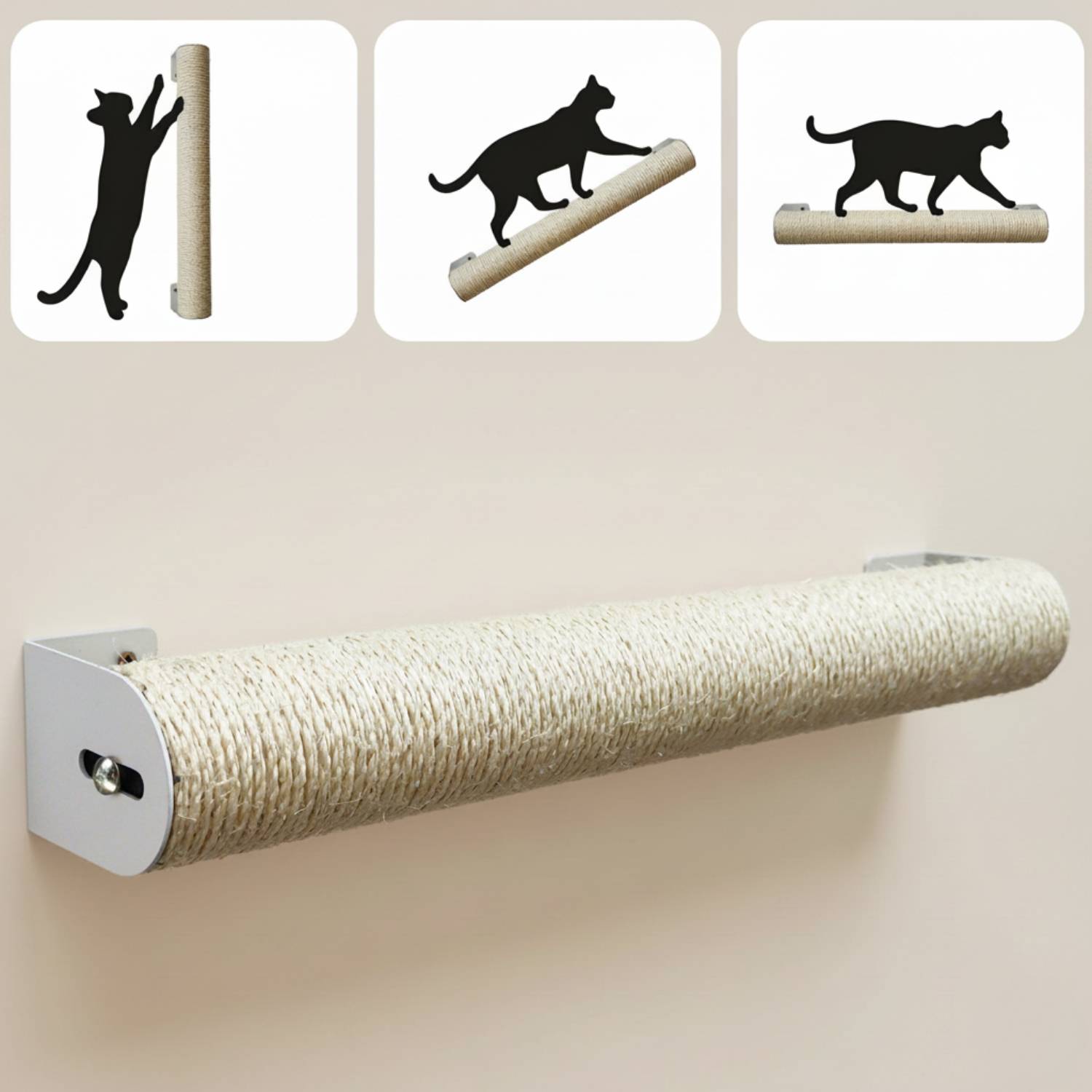 60 cm Wandkratzbaum für Katzen - Kratzstamm Wandmontage - Kratzsäule Sisalstamm