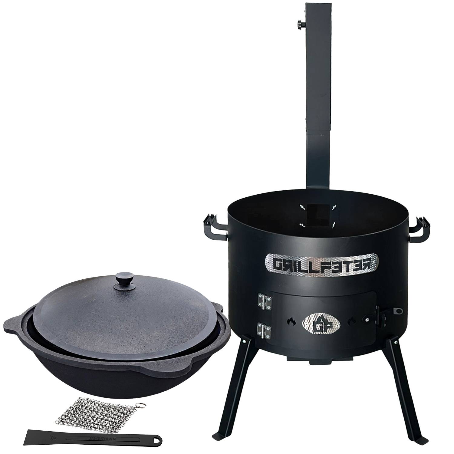 Utschak Asamat Ø50 cm mit Kazan 22L aus Gusseisen und Zubehör