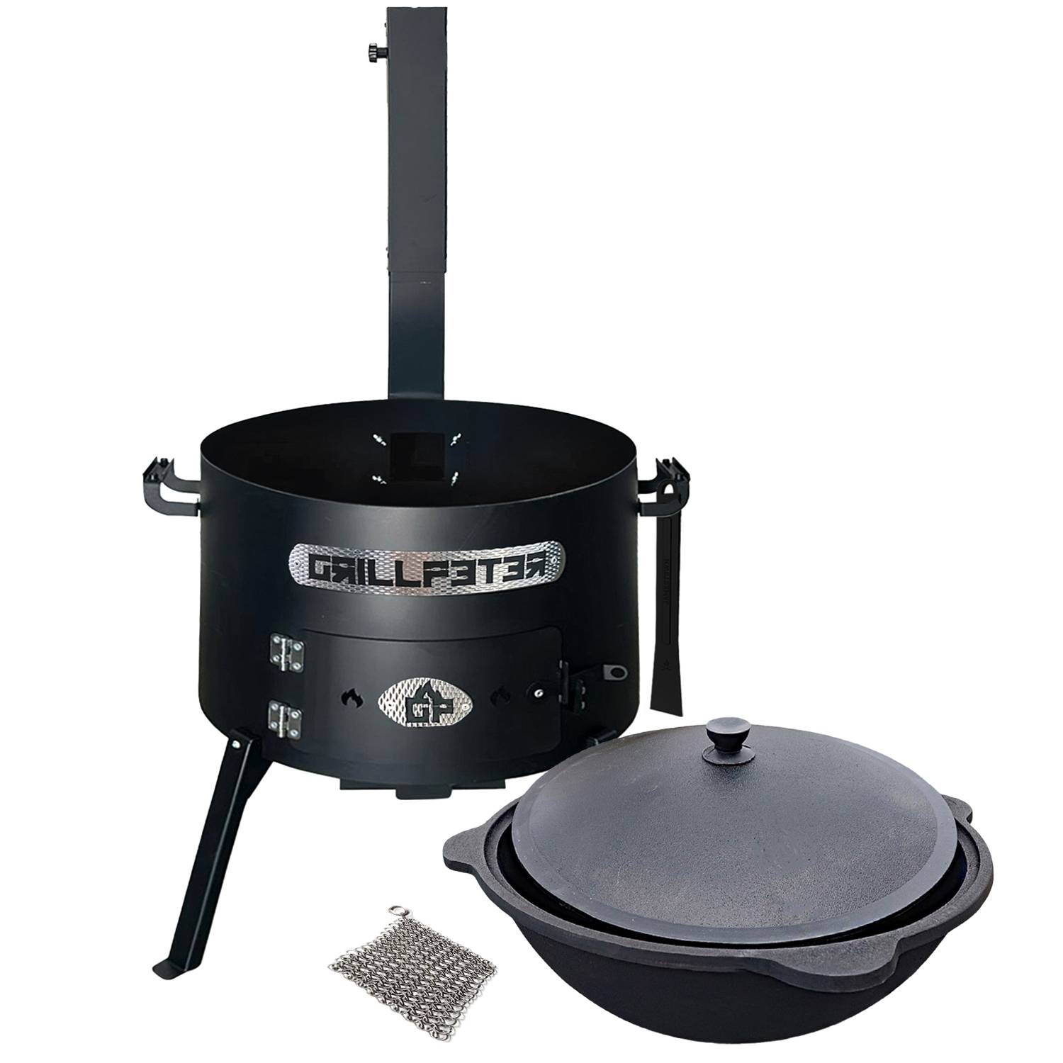 Utschak Asamat Ø50 cm mit Kazan 22L aus Gusseisen und Zubehör