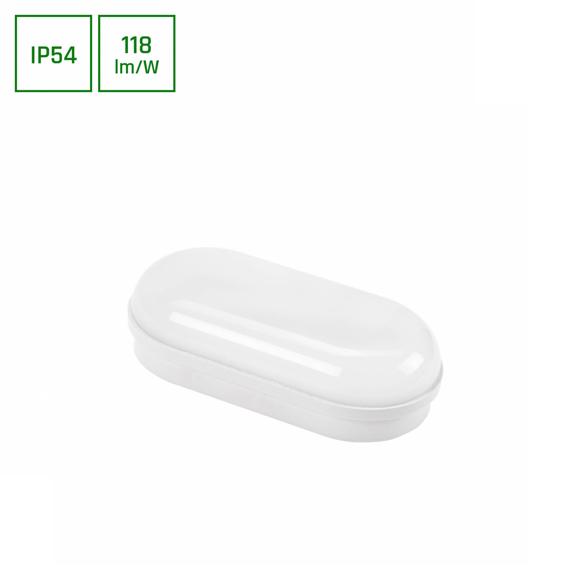 Spectrum LED TECHNIC LAMP 8W Wandleuchte 120° Außenleuchte 940lm weiß 230V IP54 oval IK10 Neutralweiß 4000K