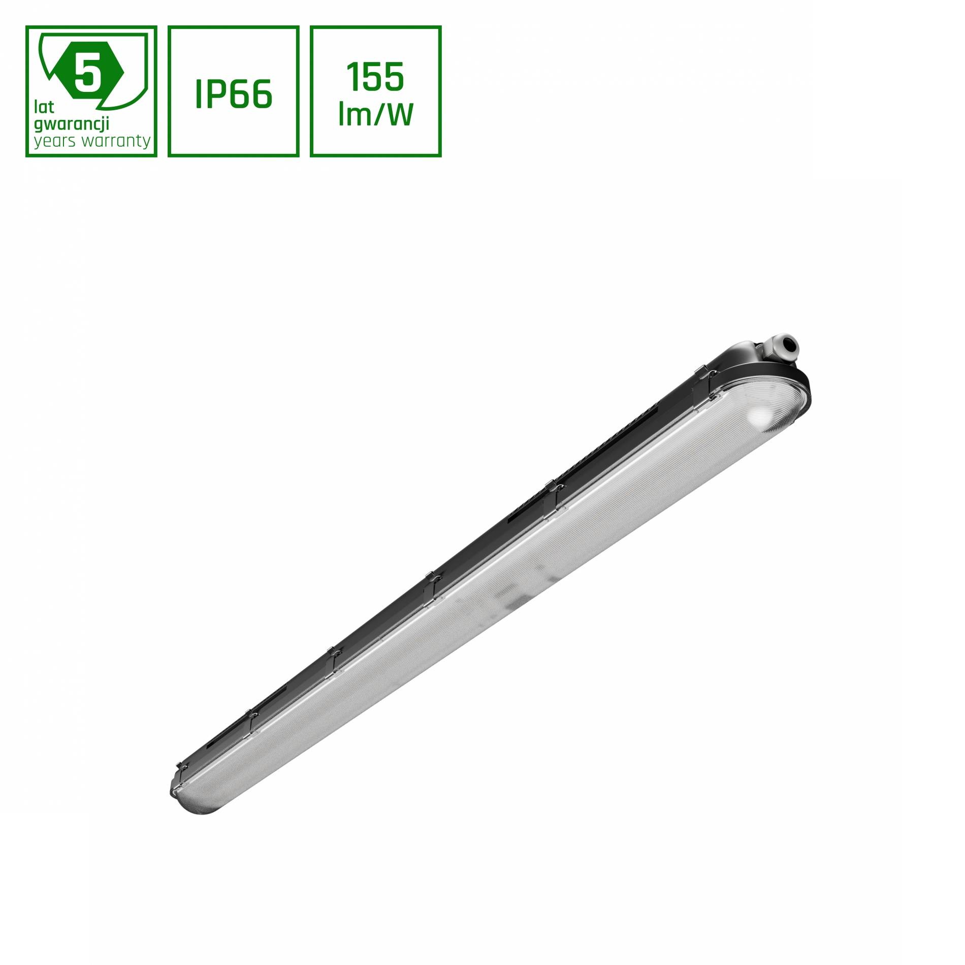 Spectrum LED LIMEA GIGANT HERMETIC 20/26/33/40W 120cm Feuchtraumleuchte 6200lm Wannenleuchte IP66 schwarz Neutralweiß 4000K