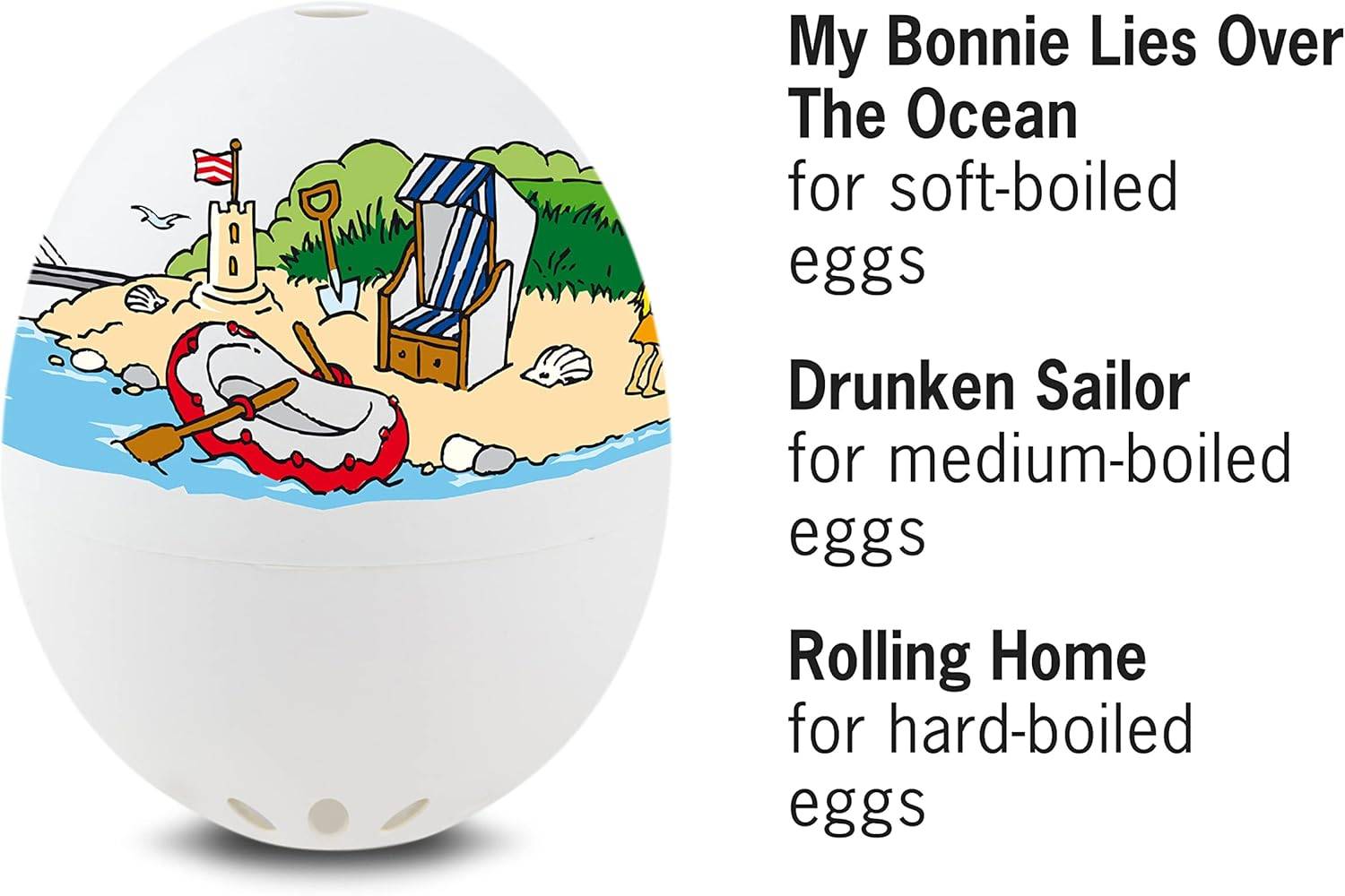 Brainstream | Küsten PiepEi - Singende Eieruhr zum Mitkochen - Eierkocher für 3 Härtegrade - Maritime Geschenke - Lustiges Kochei - Musik Eggtimer