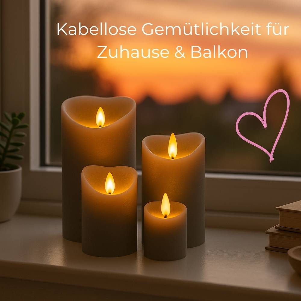2er Set LED Echtwachskerzen mit Timer Led Kerzen mit Timerfunktion und flackernde Flamme Led Echtwachs Stumpenkerzen flackernd 7,5 x 15 cm Grau