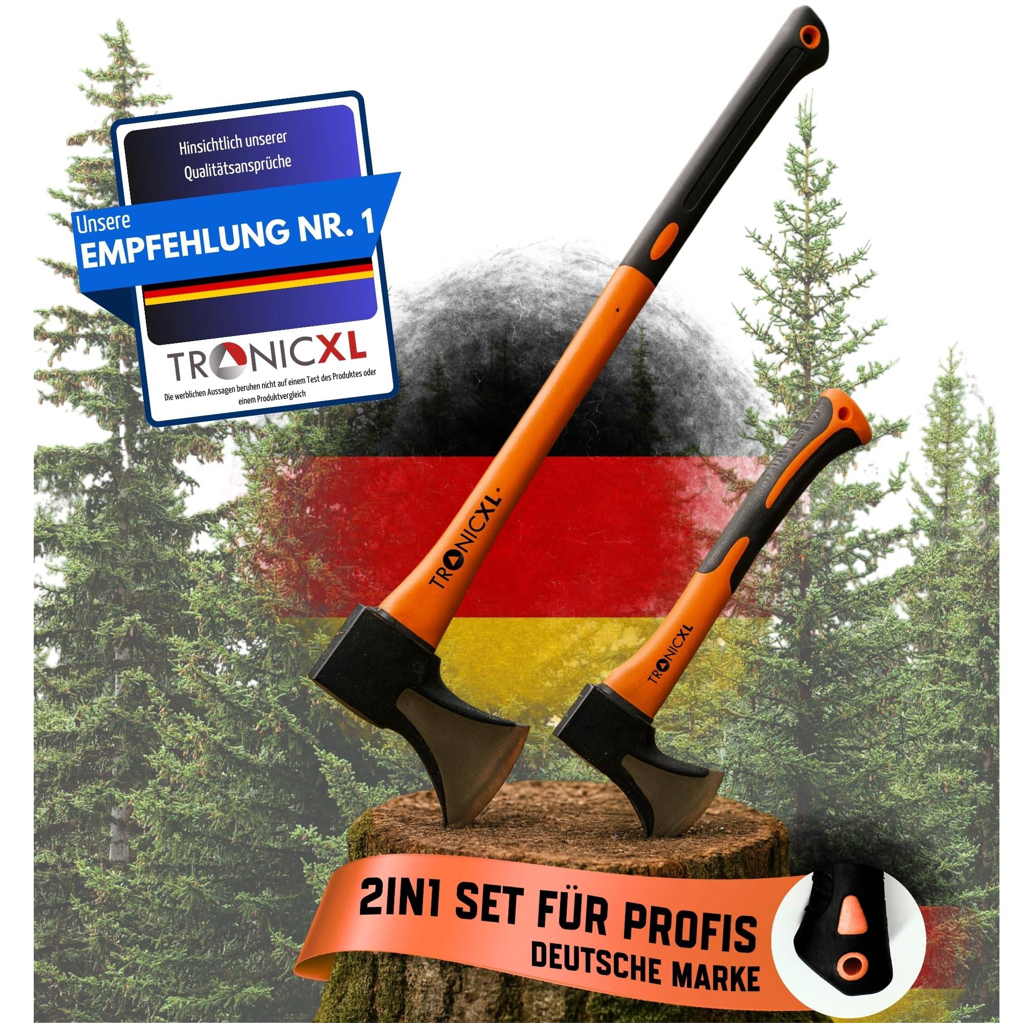 Axt Beil Set ergonomischer Handgriff Gummischutz Universal Spaltaxt Spaltbeil Spalthammer Holzspalter für Garten Forst Camping Survival