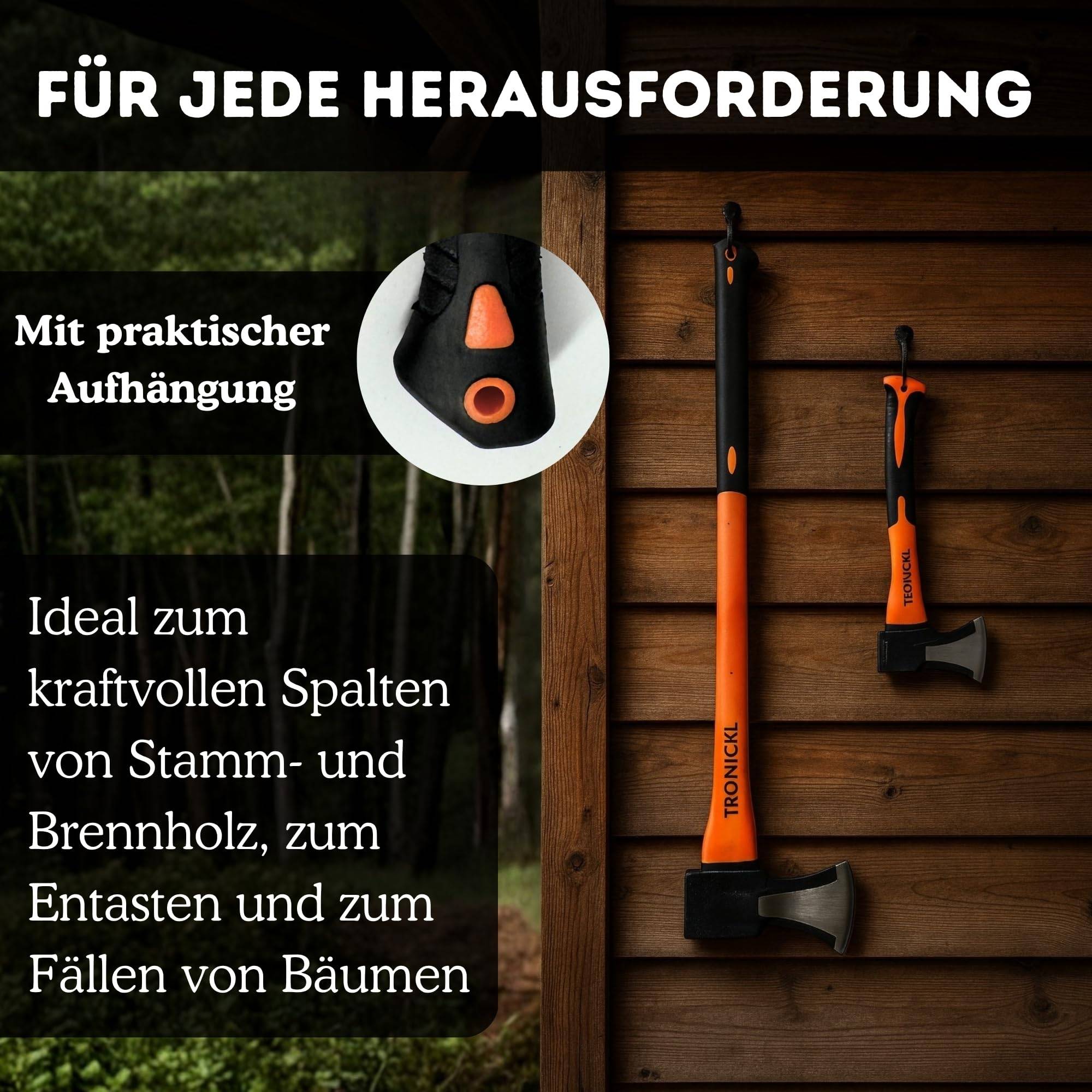 Axt Beil Set ergonomischer Handgriff Gummischutz Universal Spaltaxt Spaltbeil Spalthammer Holzspalter für Garten Forst Camping Survival