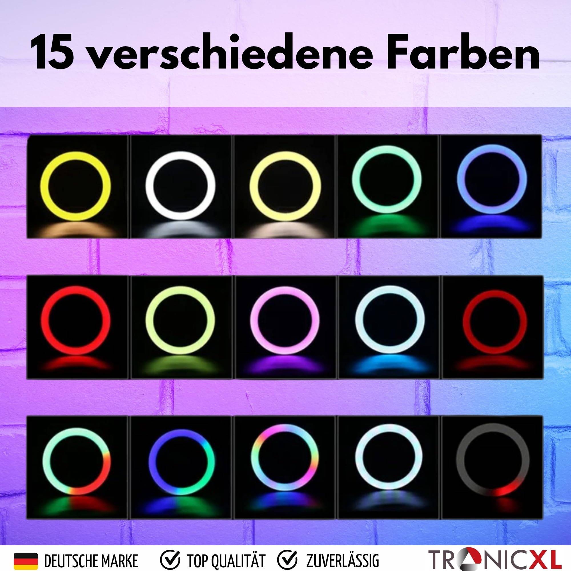 Smartphone Saugnapf Halterung mit Buntem Ringlicht und Fernbedienung I Für Spiegel Fenster Handy Halter I Selfie Video Foto Stativ für Apple iPhone