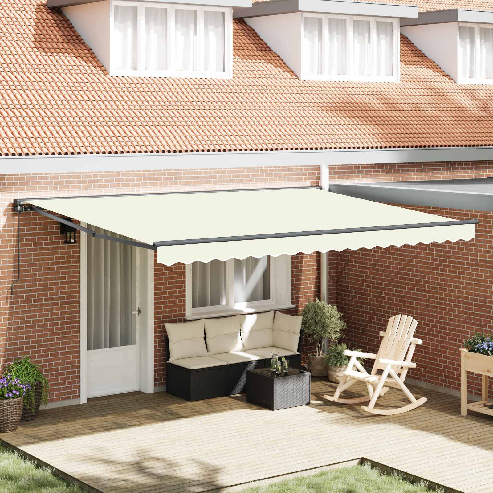 vidaXL Markisenrahmen Creme 450 x 300 cm Polyester mit PU-Beschichtung