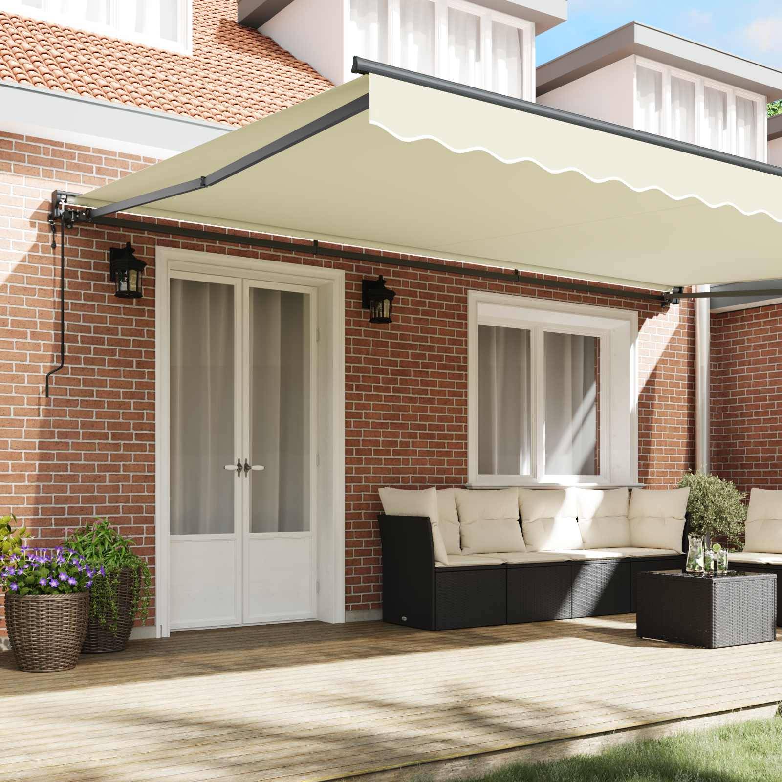 vidaXL Markisenrahmen Creme 500 x 300 cm Polyester mit PU-Beschichtung