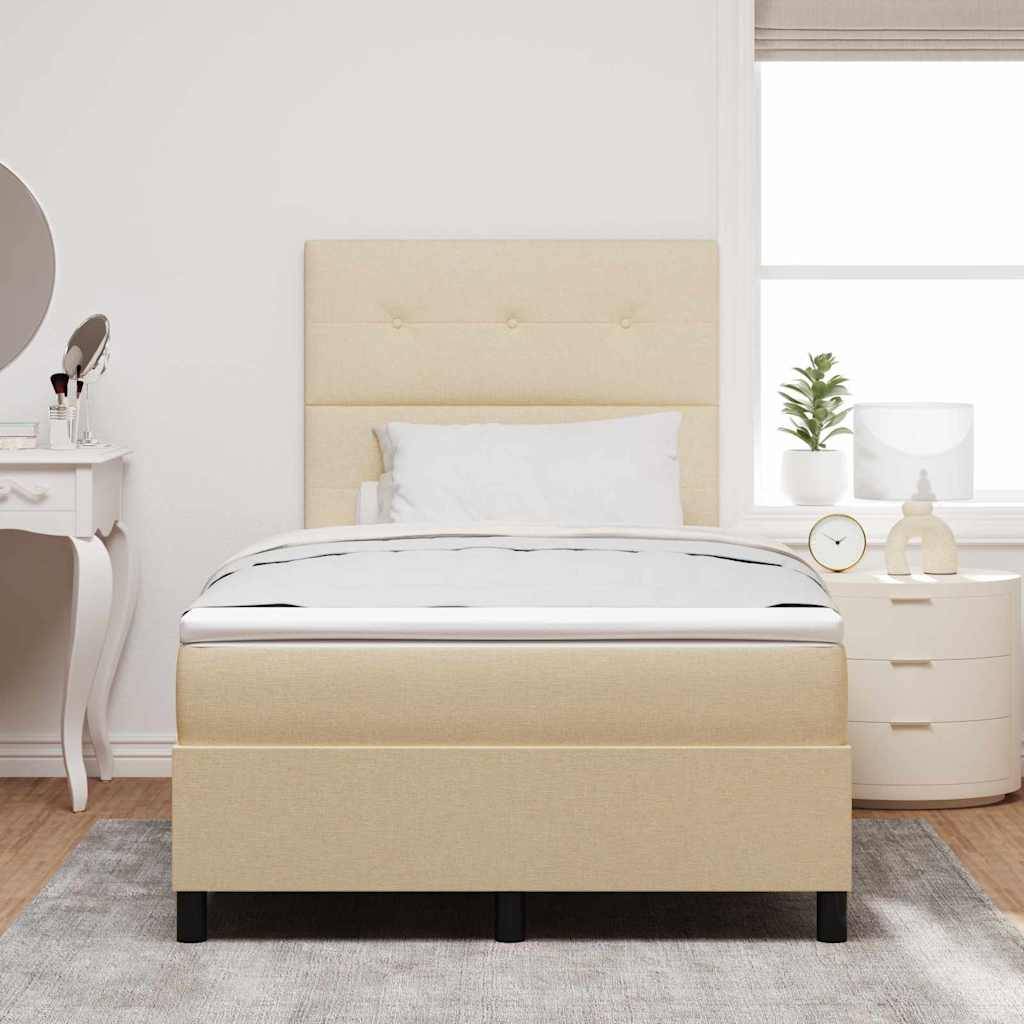 vidaXL Boxspringbett mit LED-Lichtleisten Creme 120 x 190 cm Stoff