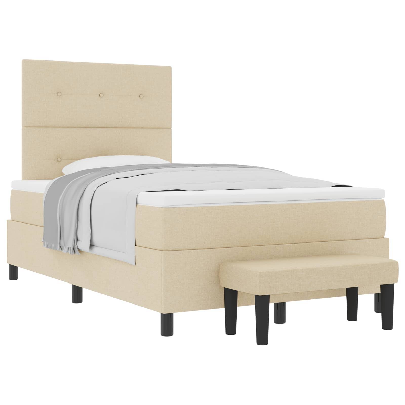 vidaXL Boxspringbett mit Kopfteil Creme 120 x 190 cm Stoff