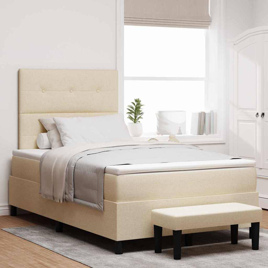 vidaXL Boxspringbett mit Kopfteil Creme 120 x 190 cm Stoff