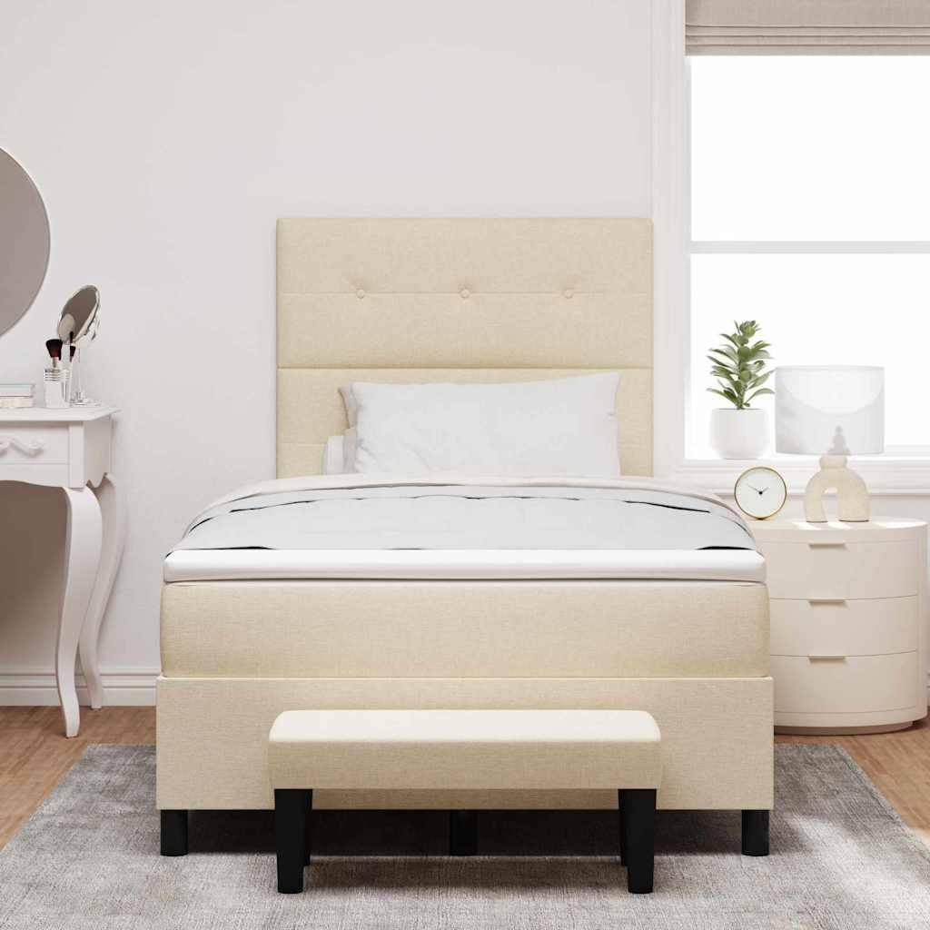 vidaXL Boxspringbett mit Kopfteil Creme 120 x 190 cm Stoff