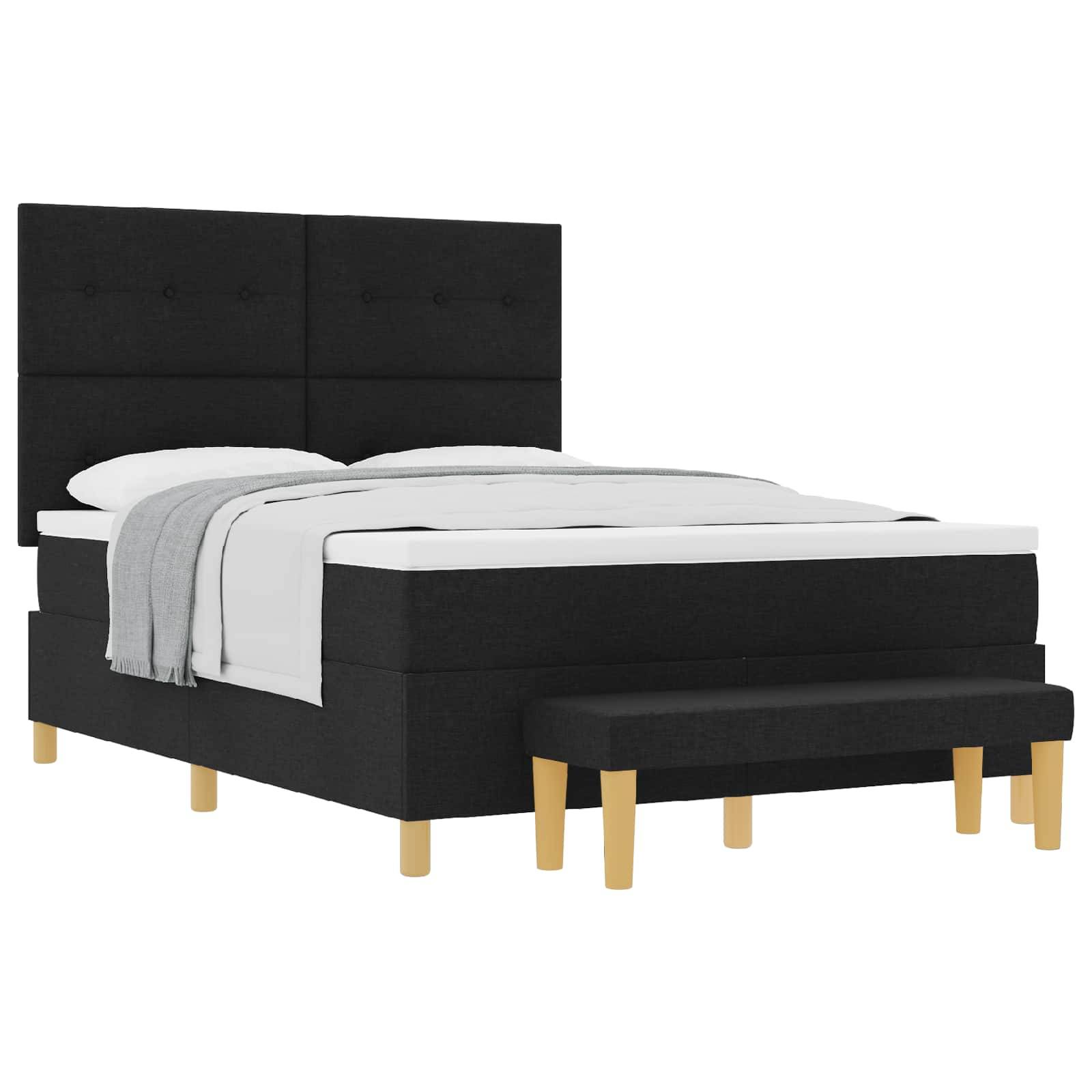 vidaXL Boxspringbett mit Kopfteil Schwarz 190 x 140 cm Stoff