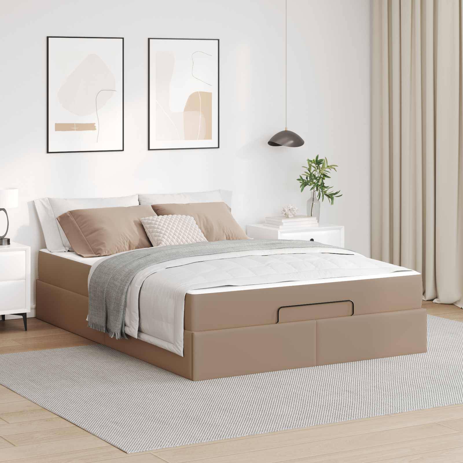 vidaXL Bettgestell mit Matratze Sonstiges 2 pcs Hellbraun PVC