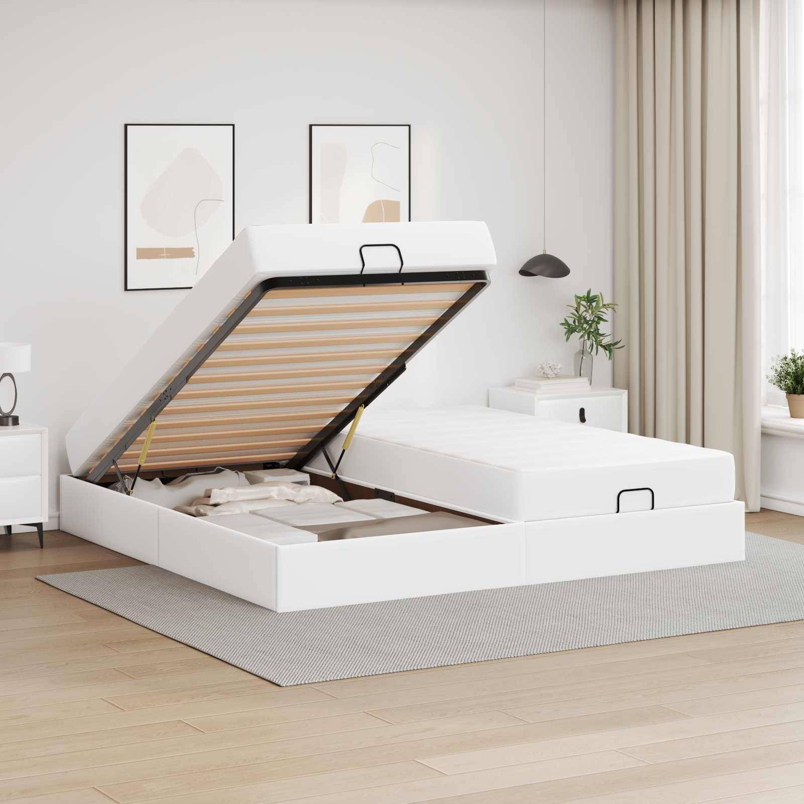vidaXL Bettgestell mit Matratze mit Matratze 2 pcs Weiß PVC