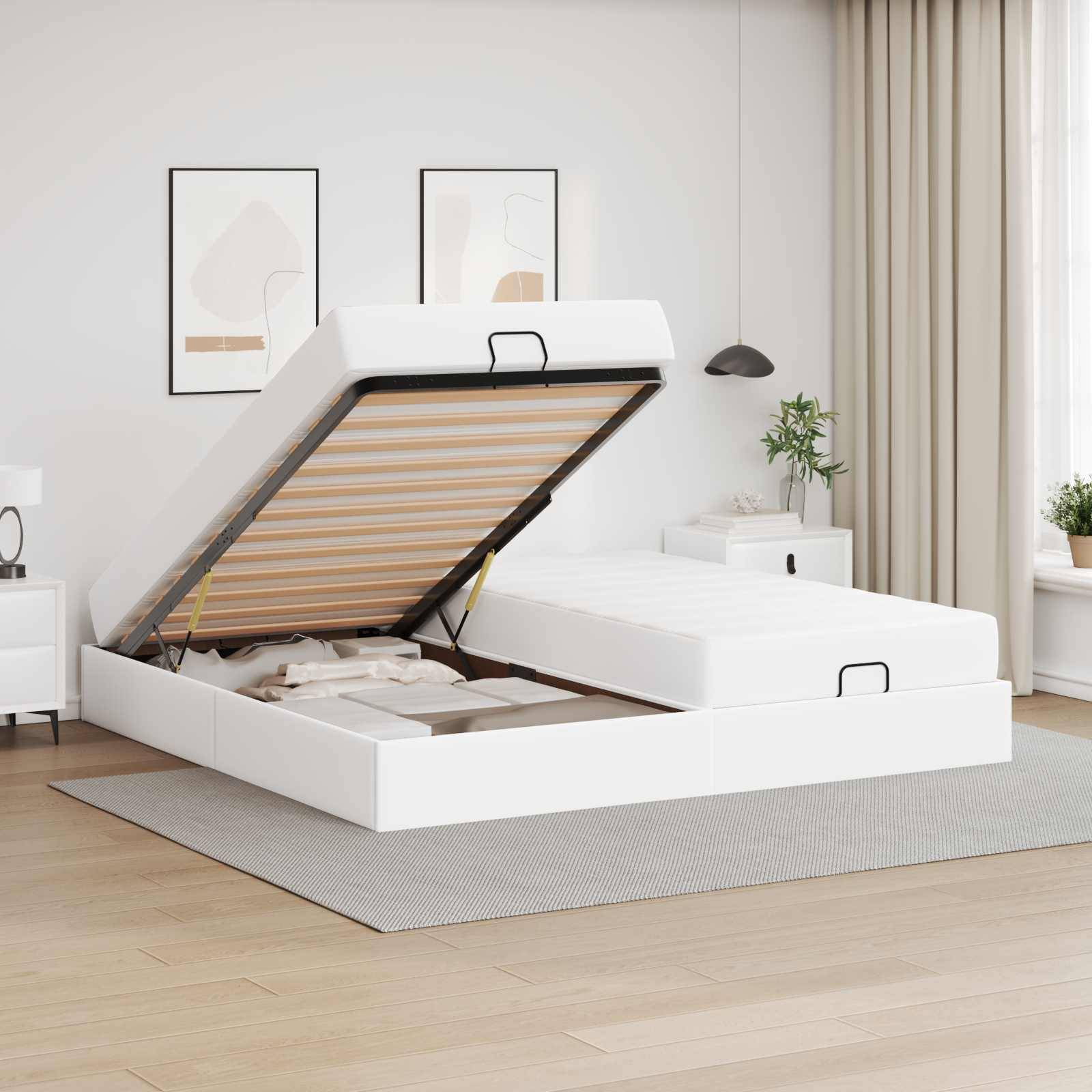 vidaXL Bettgestell mit Matratze mit Matratze 2 pcs Weiß PVC