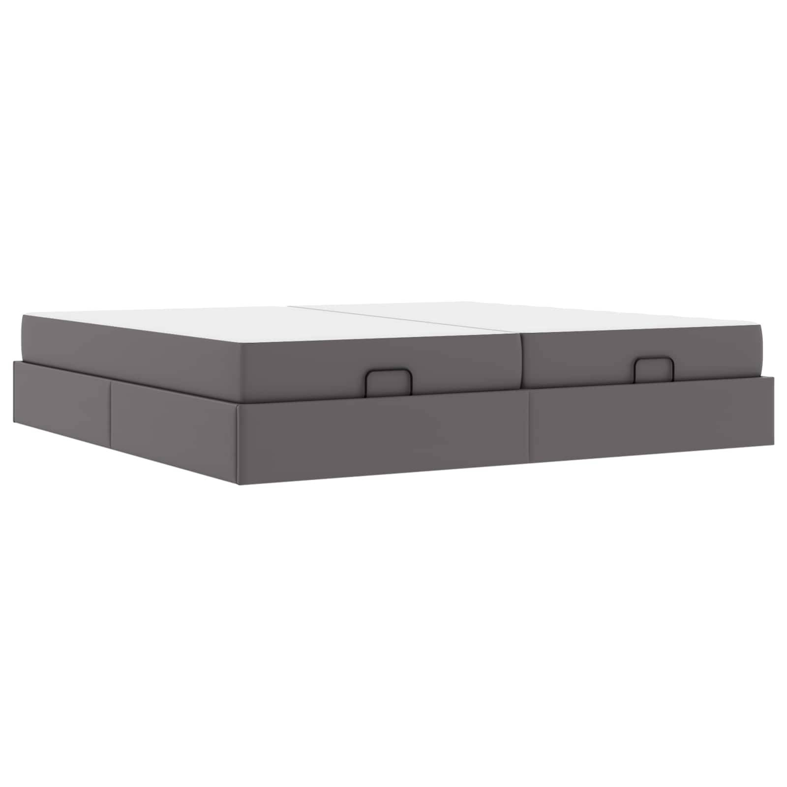 vidaXL Bettgestell mit Matratze mit Matratze 2 pcs Grau PVC