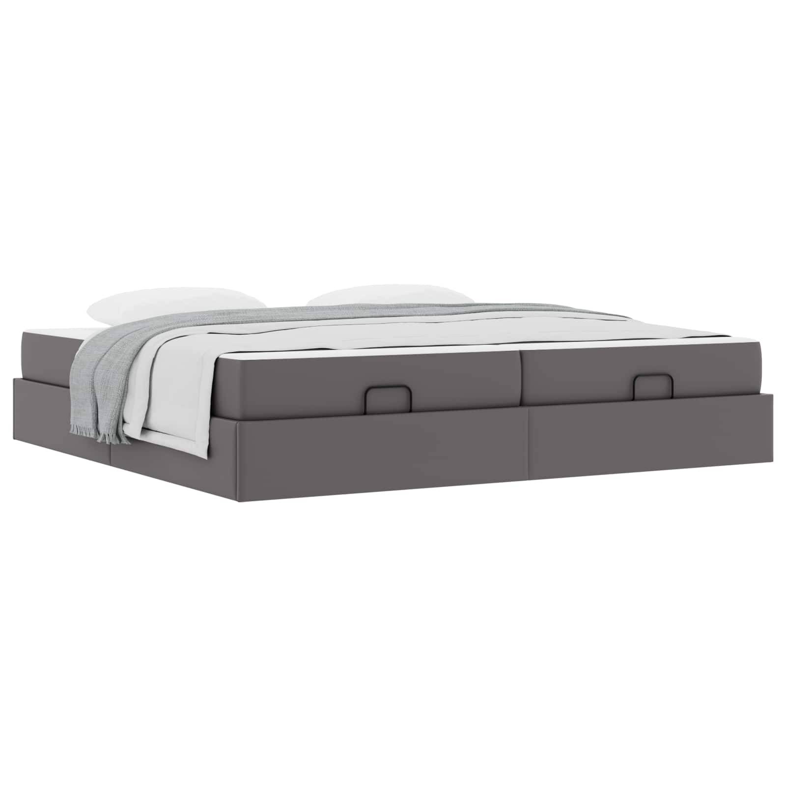vidaXL Bettgestell mit Matratze mit Matratze 2 pcs Grau PVC