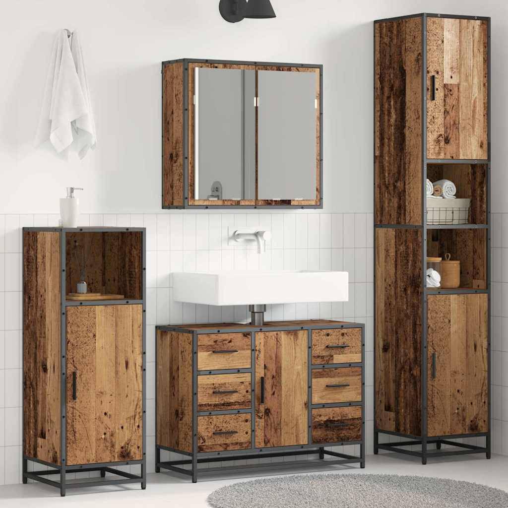 vidaXL Badezimmermöbel Set 3 pcs Altholz 80 x 33 x 60 cm Holzwerkstoff