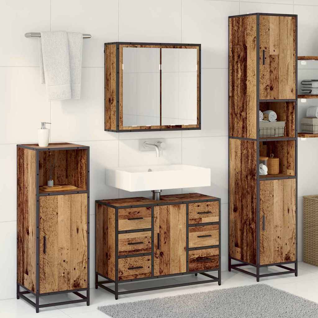 vidaXL Badezimmermöbel Set 3 pcs Altholz 80 x 33 x 60 cm Holzwerkstoff
