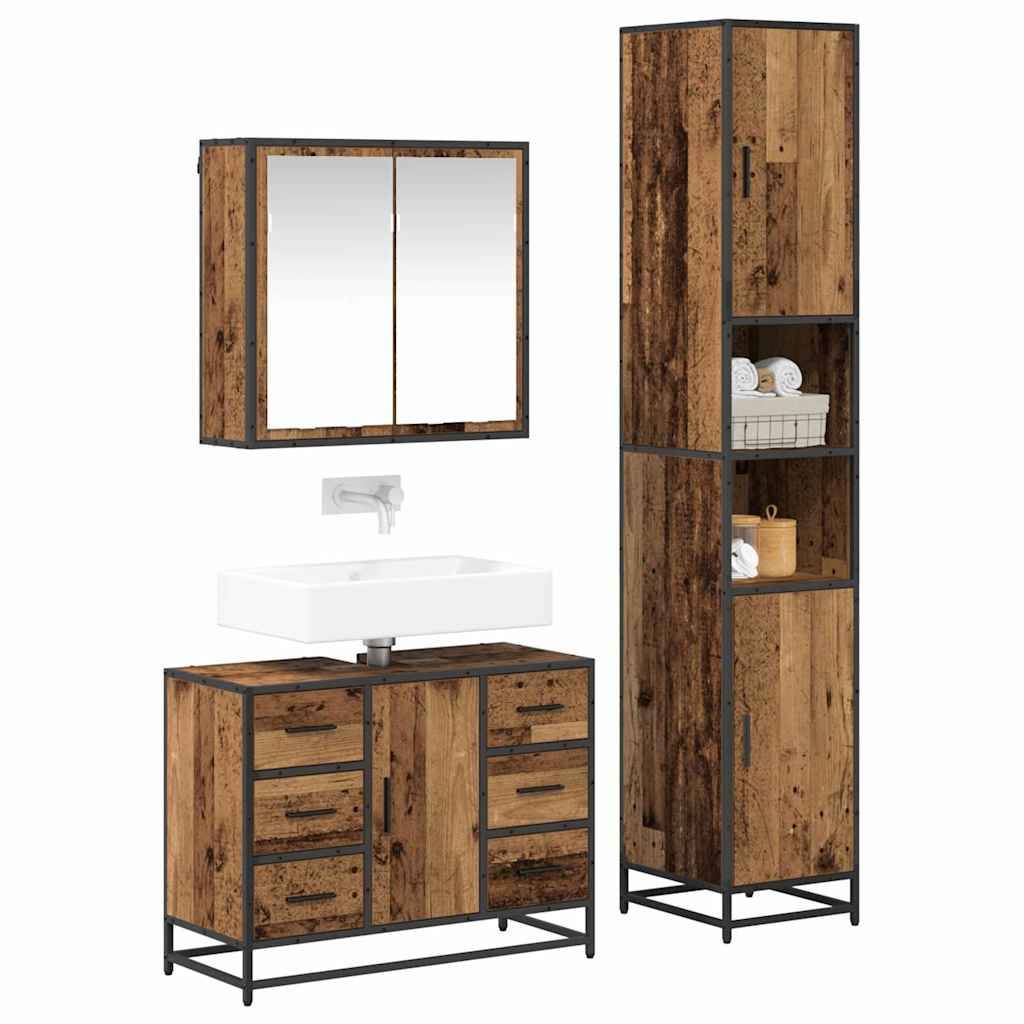 vidaXL Badezimmermöbel Set 3 pcs Altholz 80 x 33 x 60 cm Holzwerkstoff