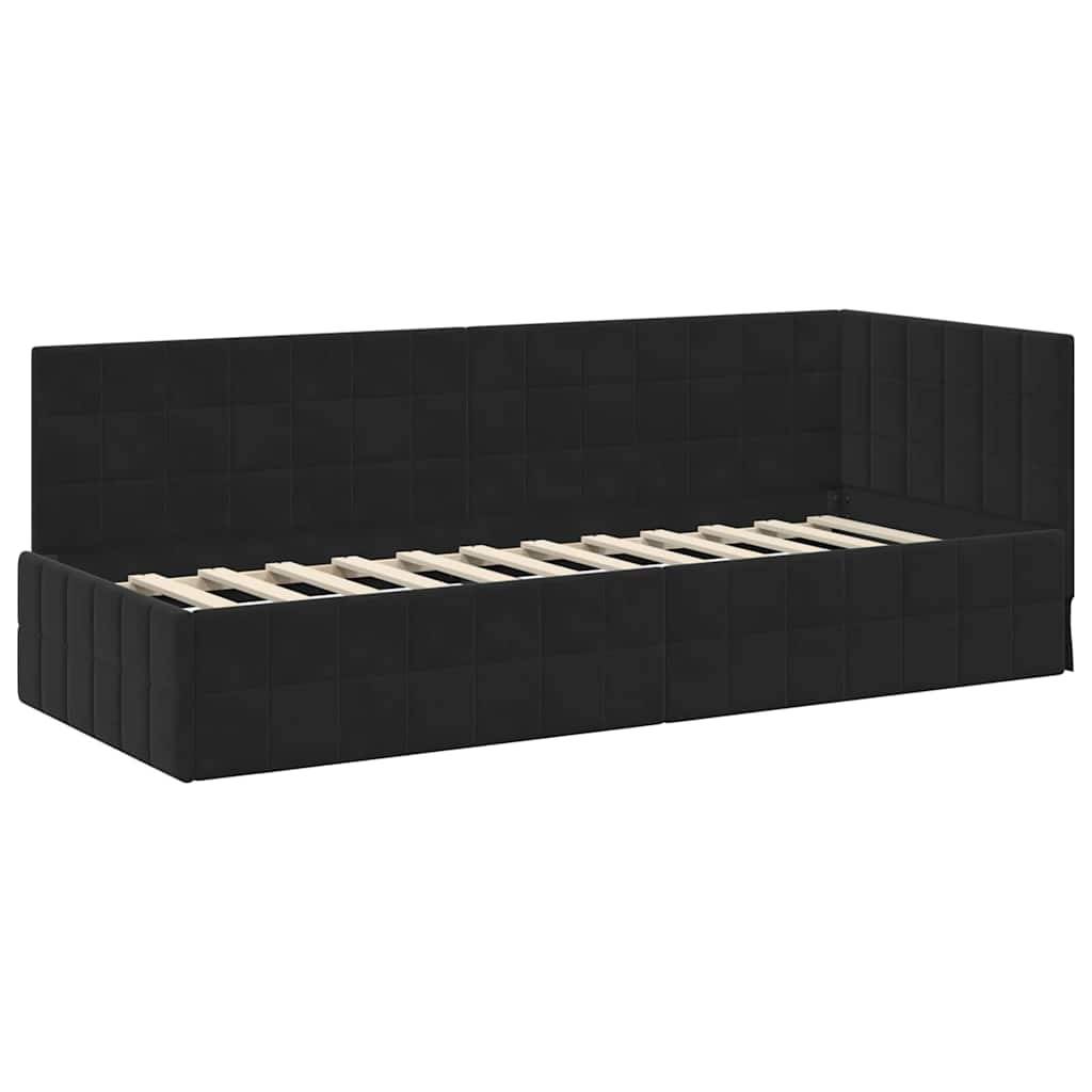 vidaXL Eckbettgestell mit Kopfteil Schwarz 80 cm x 200 cm Samt
